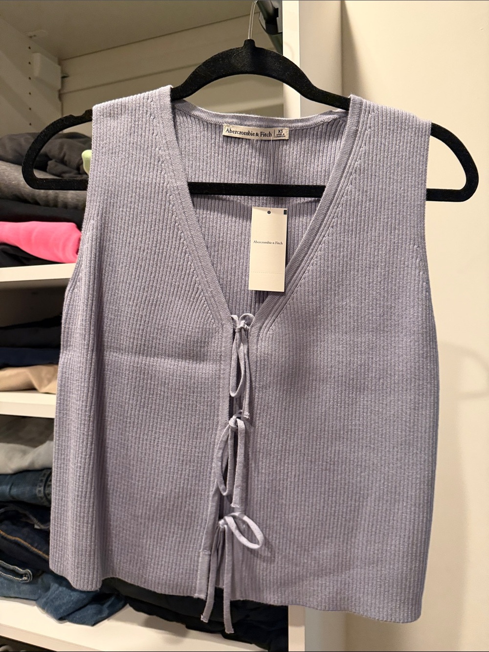 Abercrombie & Fitch Light Lavender Ribbed Tie-Front Tank